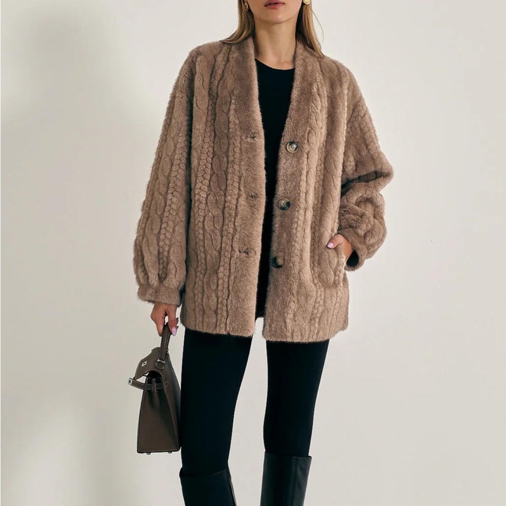NWT VITA GRACE VAIL CHIC FAUX FUR CARDIGAN COAT